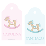 Tarjetas largas con cinta Baby Horse (rosa/celeste) 24u